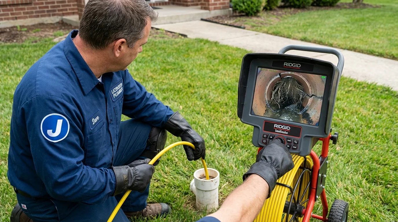Sewer camera inspection being performed by Johns Plumbing LLC in Bennington